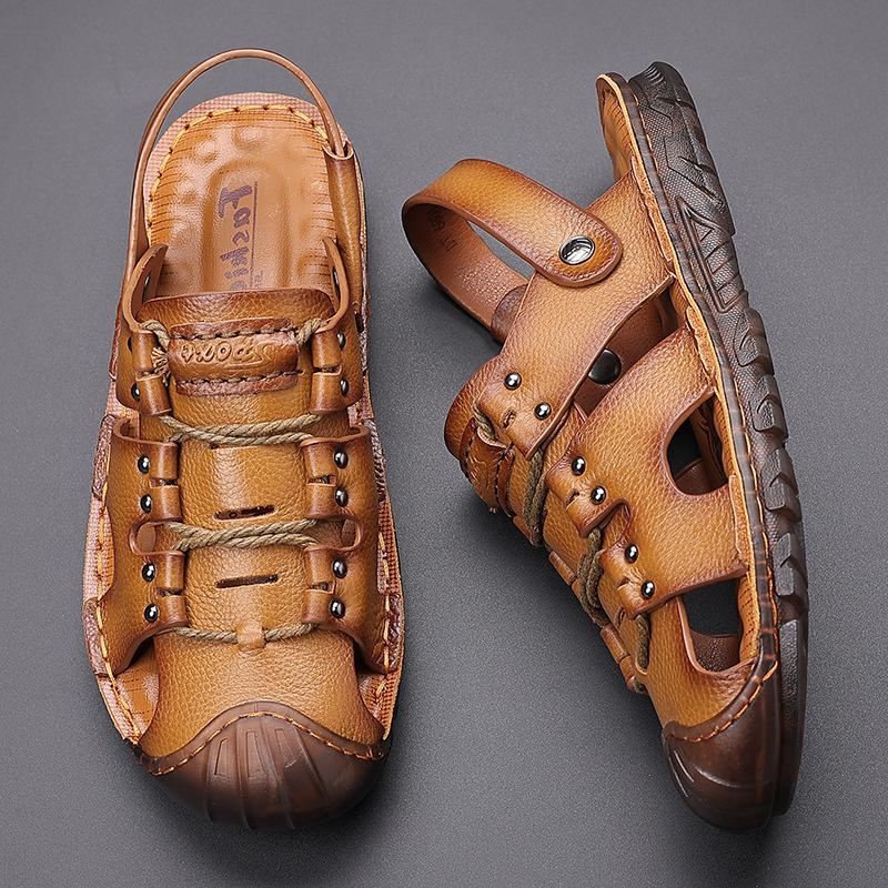 2024 New Men's Leather Covered Toe Sandals