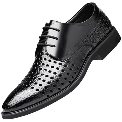 Black Hollowed Out Business Leather Shoes