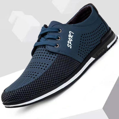 Soft-sided openwork casual leather shoes