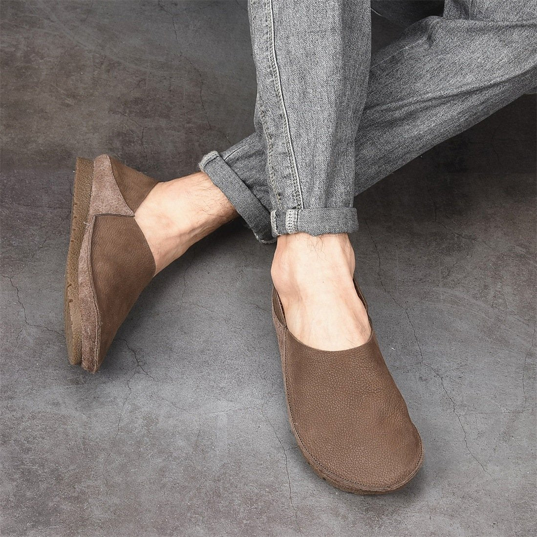 ✅High -quality Dedication✅Men's New Breathable Suede Leather Slip-on Soft Sole Driving Casual Shoes