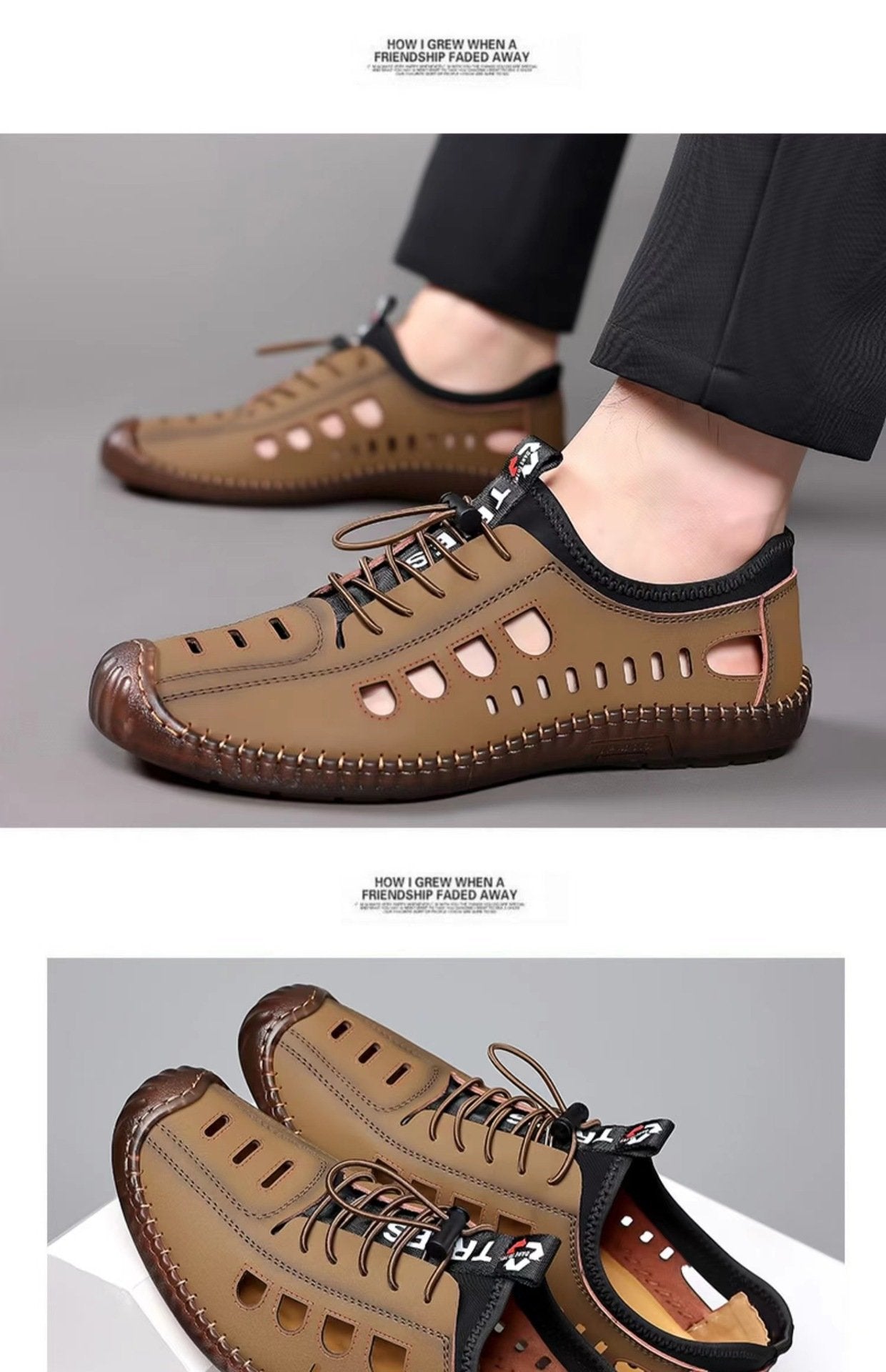 🔥Limited Time Offer 49% OFF🔥New Men's Hollow Breathable Genuine Leather Anti-Slip Casual Shoes