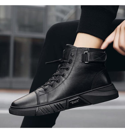 New Men's Warm High-top Casual Leather Boots