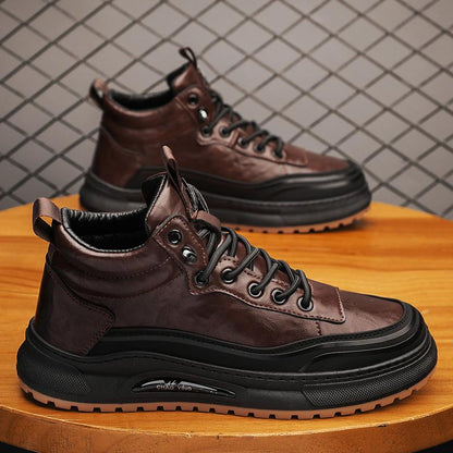 Men's High-top Soft Leather Waterproof Casual&Business Shoes