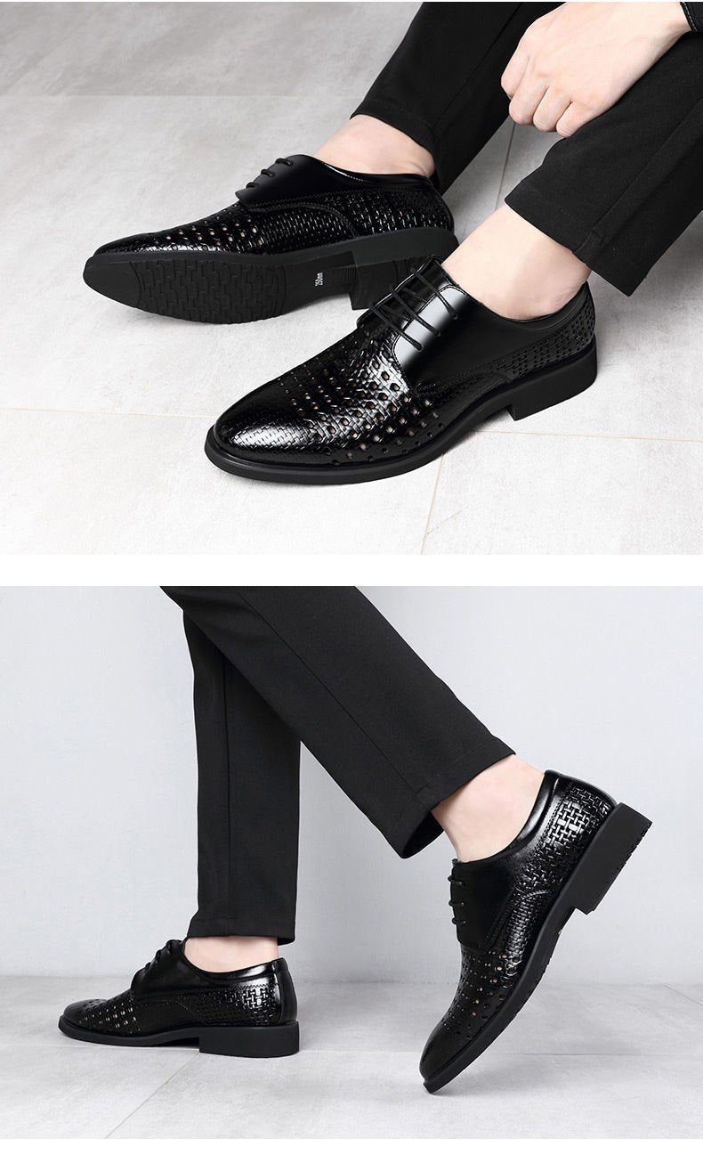 Black Hollowed Out Business Leather Shoes