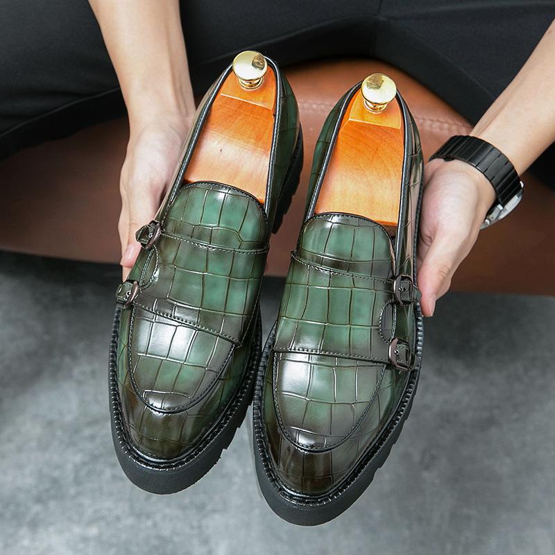 New Double Pin Buckle Patent Leather Loafers