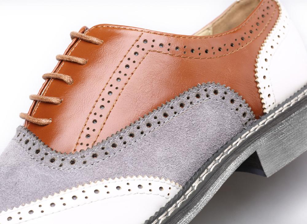 Men's Brogue Color Matching Business Casual Leather Shoes