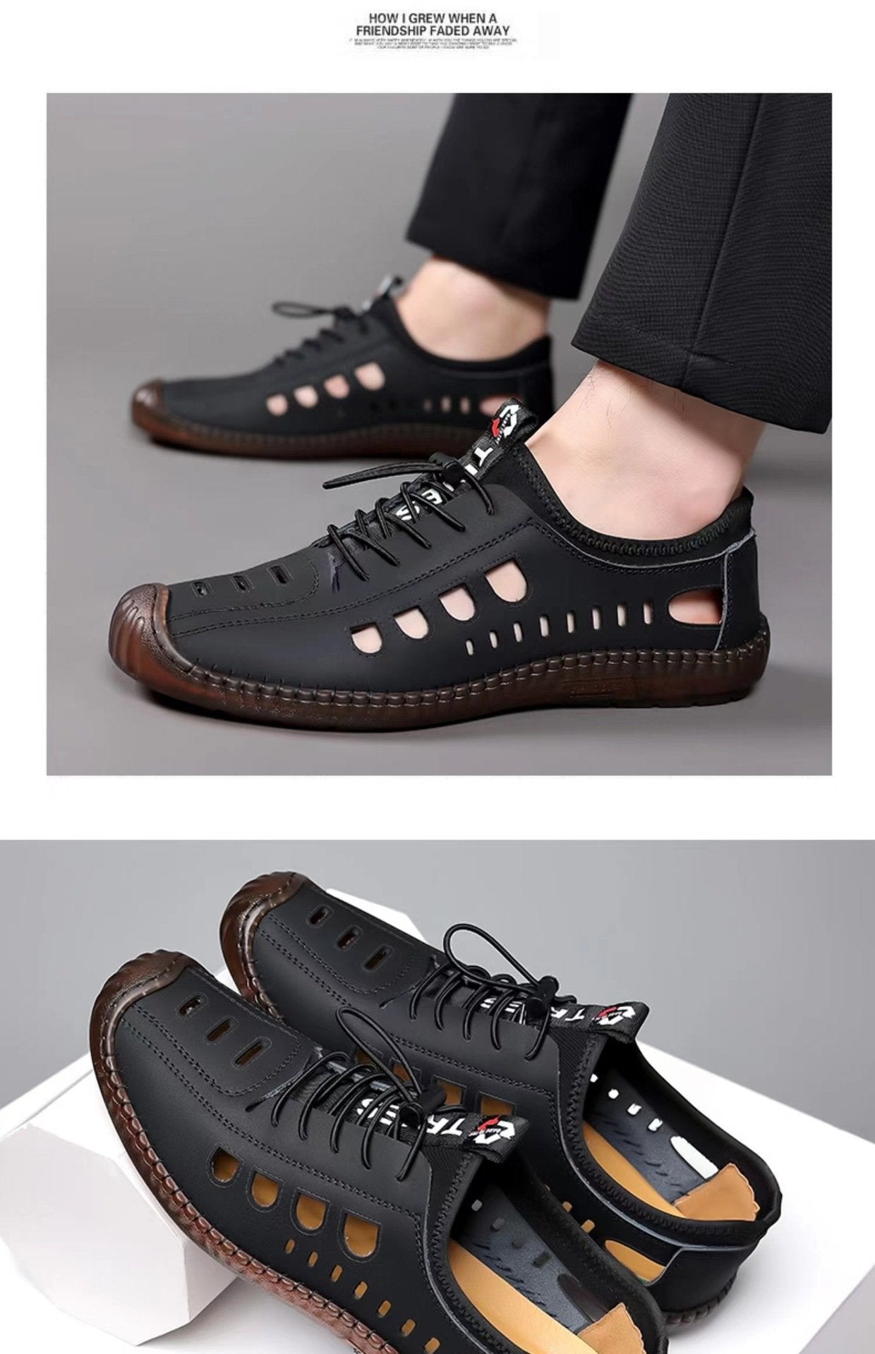 🔥Limited Time Offer 49% OFF🔥New Men's Hollow Breathable Genuine Leather Anti-Slip Casual Shoes