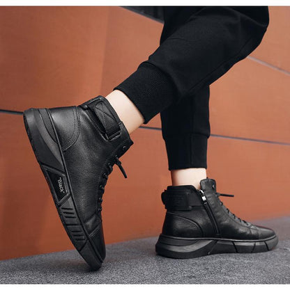 New Men's Warm High-top Casual Leather Boots