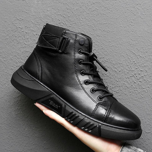 New Men's Warm High-top Casual Leather Boots