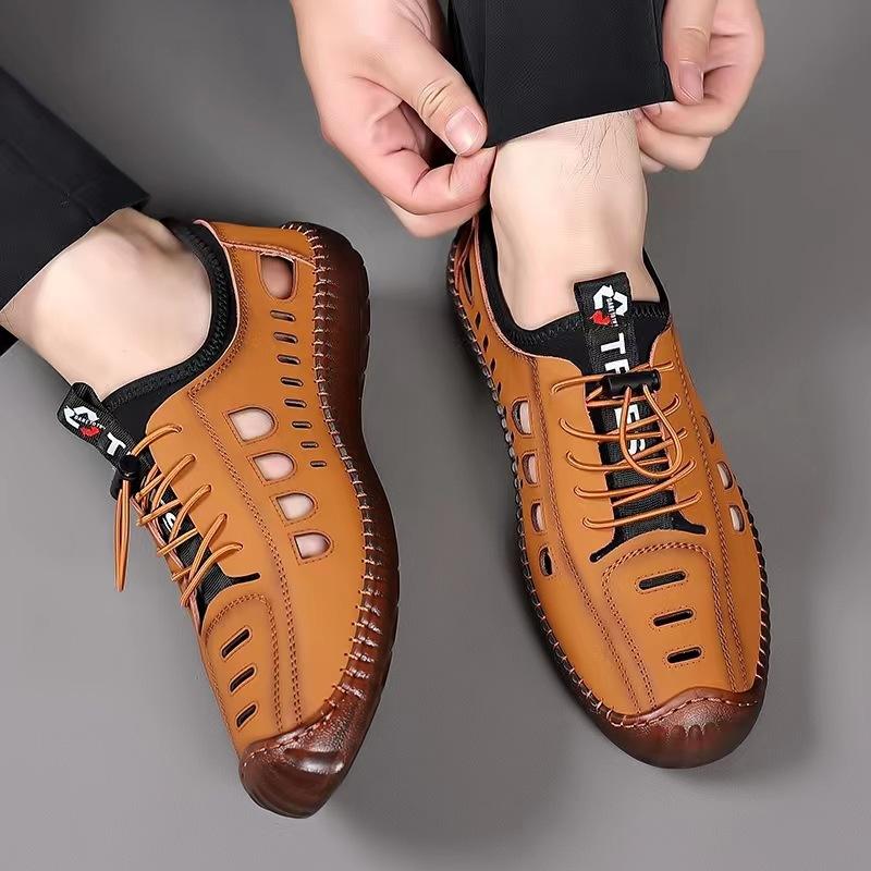 🔥Limited Time Offer 49% OFF🔥New Men's Hollow Breathable Genuine Leather Anti-Slip Casual Shoes