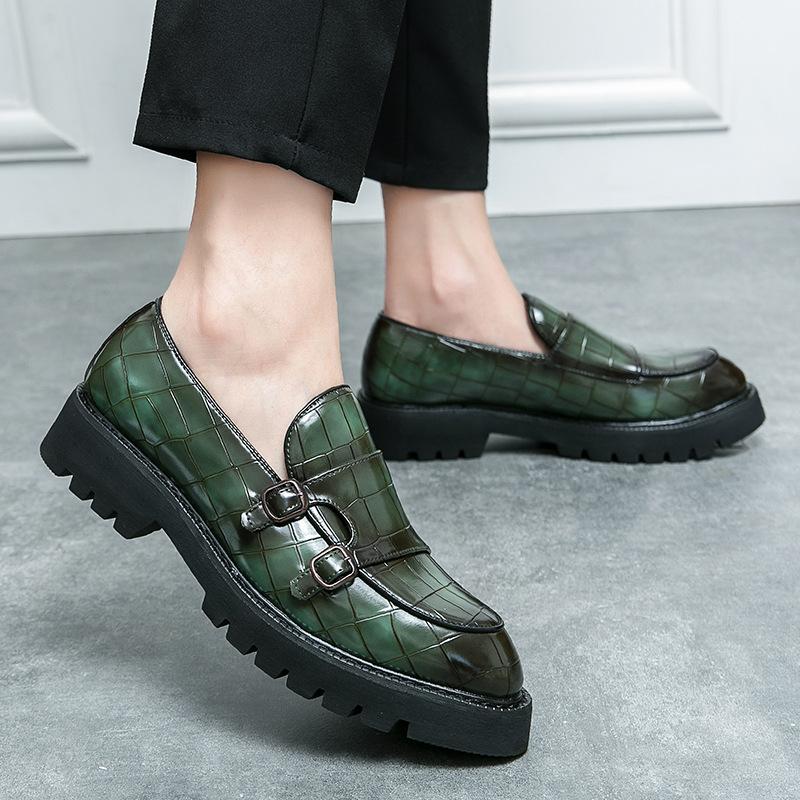 New Double Pin Buckle Patent Leather Loafers