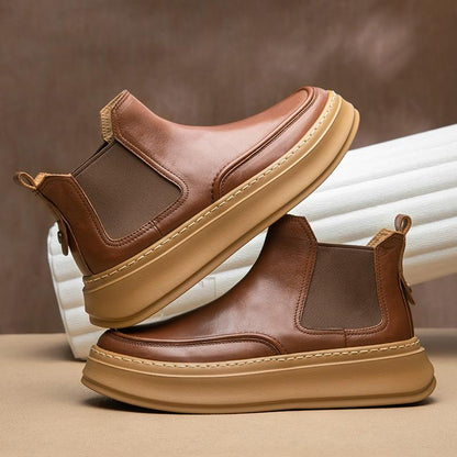 ✅High -quality Dedication✅New Men's Genuine Top Layer Cowhide Thick Sole Chelsea Boots