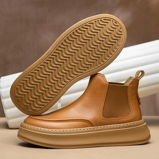 ✅High -quality Dedication✅New Men's Genuine Top Layer Cowhide Thick Sole Chelsea Boots