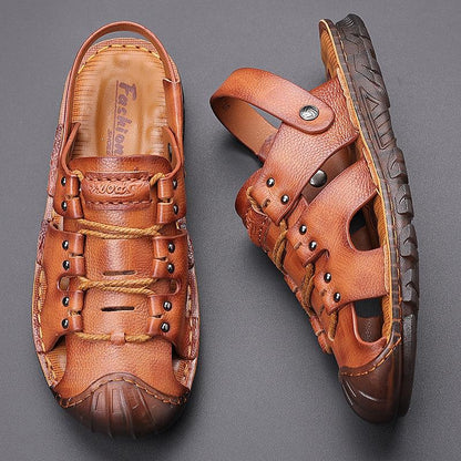 2024 New Men's Leather Covered Toe Sandals