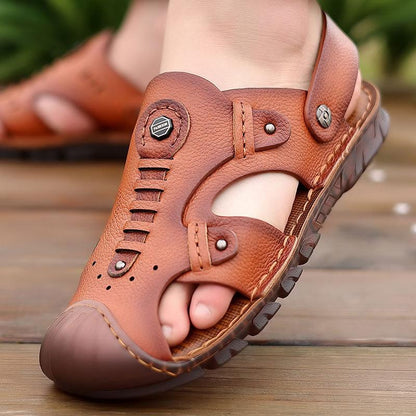 2024 New Men's Leather Covered Toe Sandals