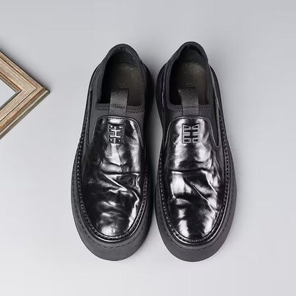 ✅High -quality Dedication✅Men's Genuine Leather Thick-soled Waterproof Slip-on Casual Shoes