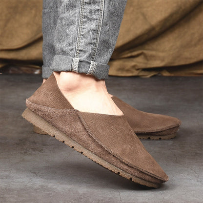 ✅High -quality Dedication✅Men's New Breathable Suede Leather Slip-on Soft Sole Driving Casual Shoes