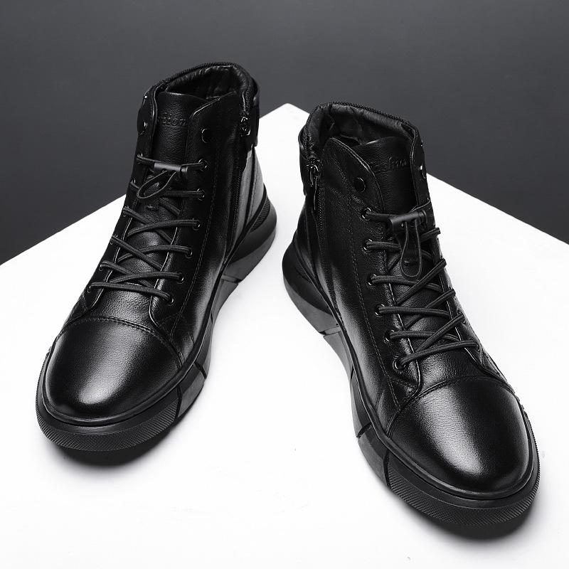 New Men's Warm High-top Casual Leather Boots