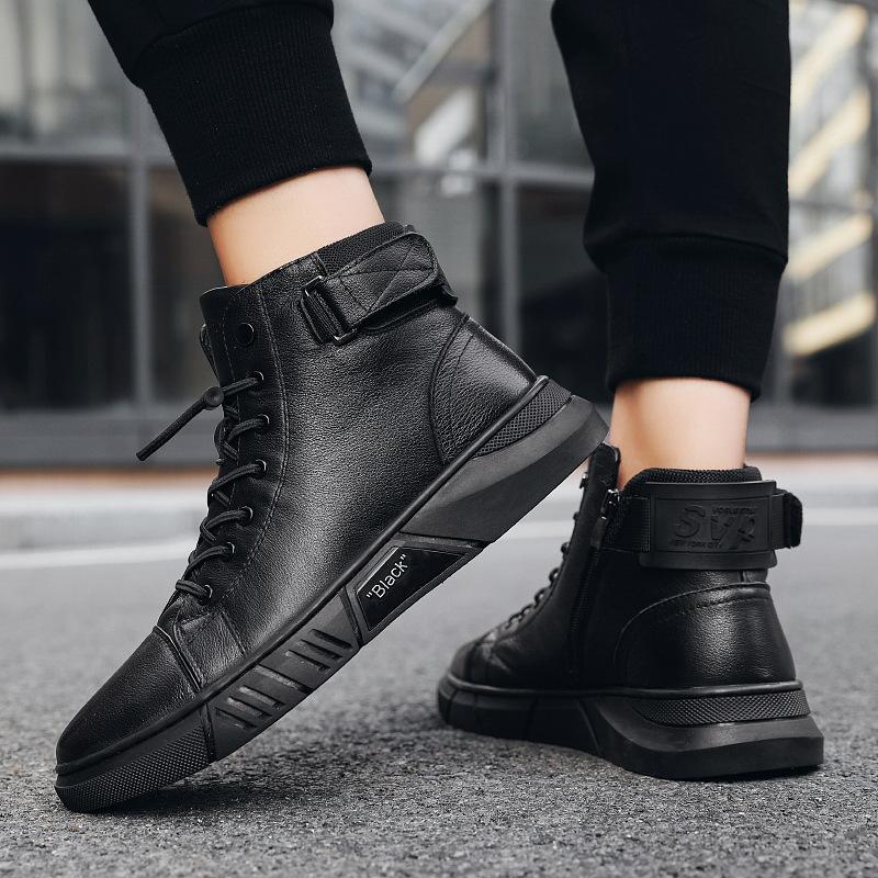 New Men's Warm High-top Casual Leather Boots