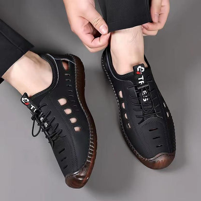 🔥Limited Time Offer 49% OFF🔥New Men's Hollow Breathable Genuine Leather Anti-Slip Casual Shoes