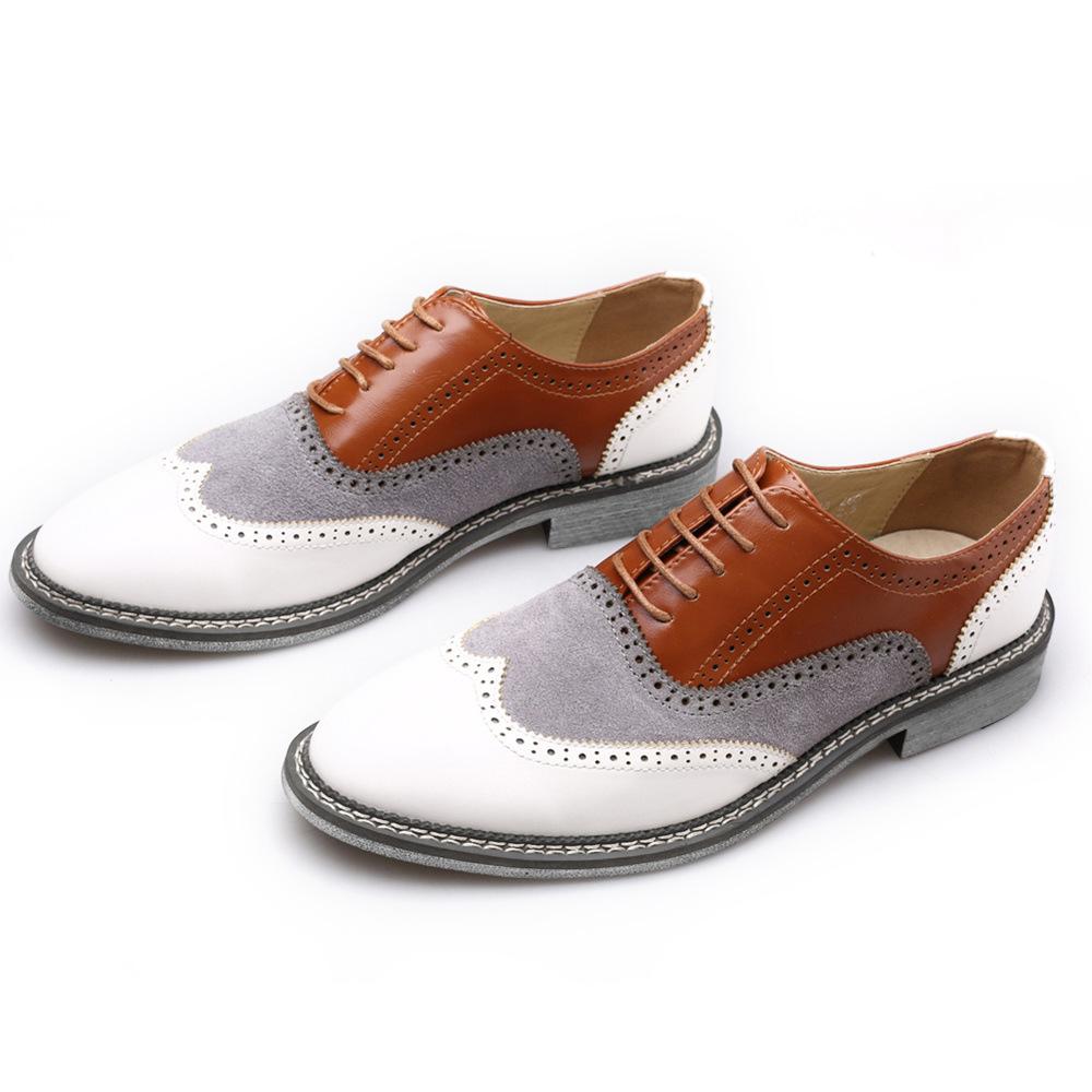 Men's Brogue Color Matching Business Casual Leather Shoes