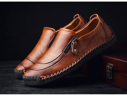 🔥Limited Time Offer 49% OFF🔥New Men's Genuine Leather Zipper Slip-on Casual Shoes