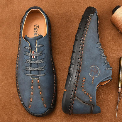 Hand-stitched lace-up leather shoes