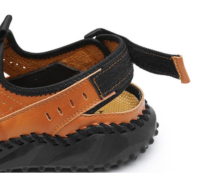 Men's Hollow Breathable Outdoor Beach Wear-resistant Leather Sandals