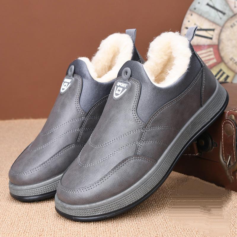 ✅High -quality Dedication✅Men's Winter Waterproof Genuine Leather Wool Warm Slip-on Shoes