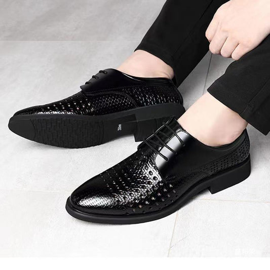 Black Hollowed Out Business Leather Shoes