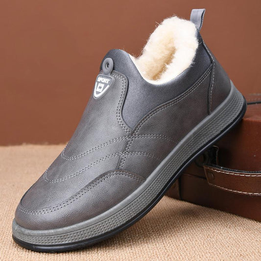 ✅High -quality Dedication✅Men's Winter Waterproof Genuine Leather Wool Warm Slip-on Shoes
