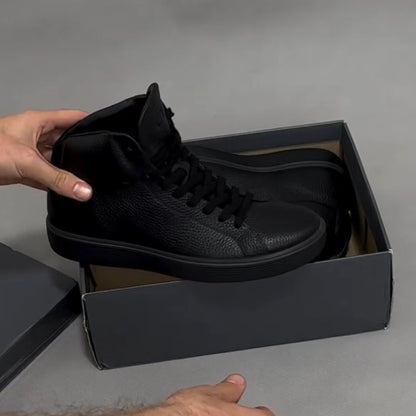 New Soft Genuine Leather Handmade Men's High Top Casual Shoes