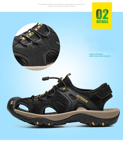 🔥Limited Time Offer 49% OFF🔥New Men's Leather Closed Toe Outdoor Walking Water Sandals