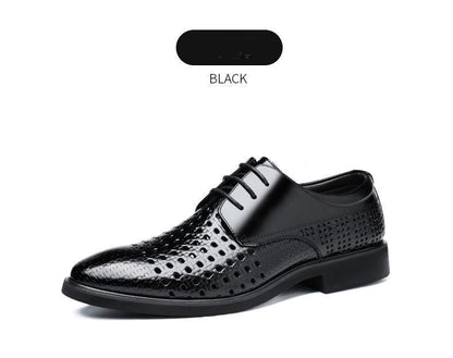 Black Hollowed Out Business Leather Shoes