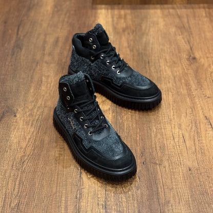 Men's Handmade Plush High-top Casual Shoes