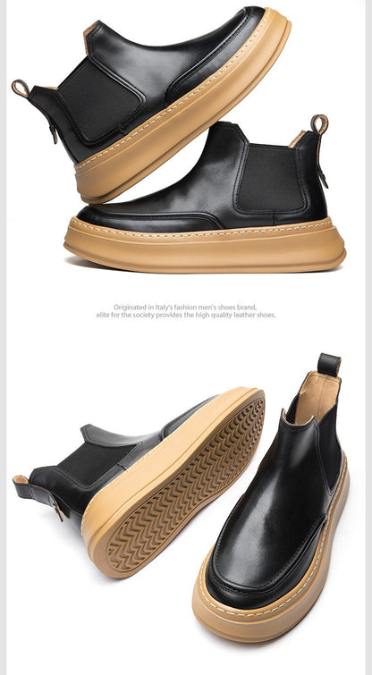 ✅High -quality Dedication✅New Men's Genuine Top Layer Cowhide Thick Sole Chelsea Boots
