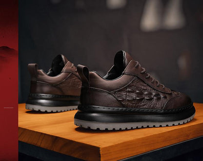 ✅High -quality Dedication✅New Men's Crocodile Pattern Genuine Leather Casual Shoes