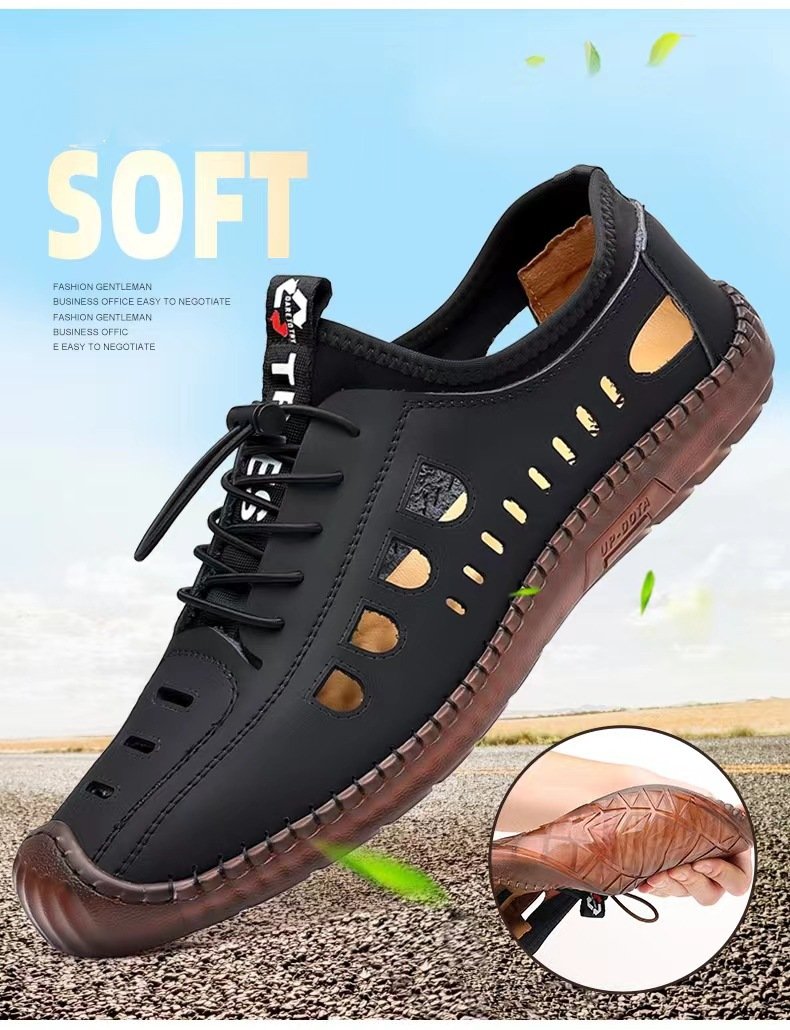 🔥Limited Time Offer 49% OFF🔥New Men's Hollow Breathable Genuine Leather Anti-Slip Casual Shoes