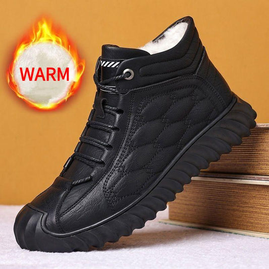 Winter Men's Thickened Wool Genuine Leather Warm Casual Shoes