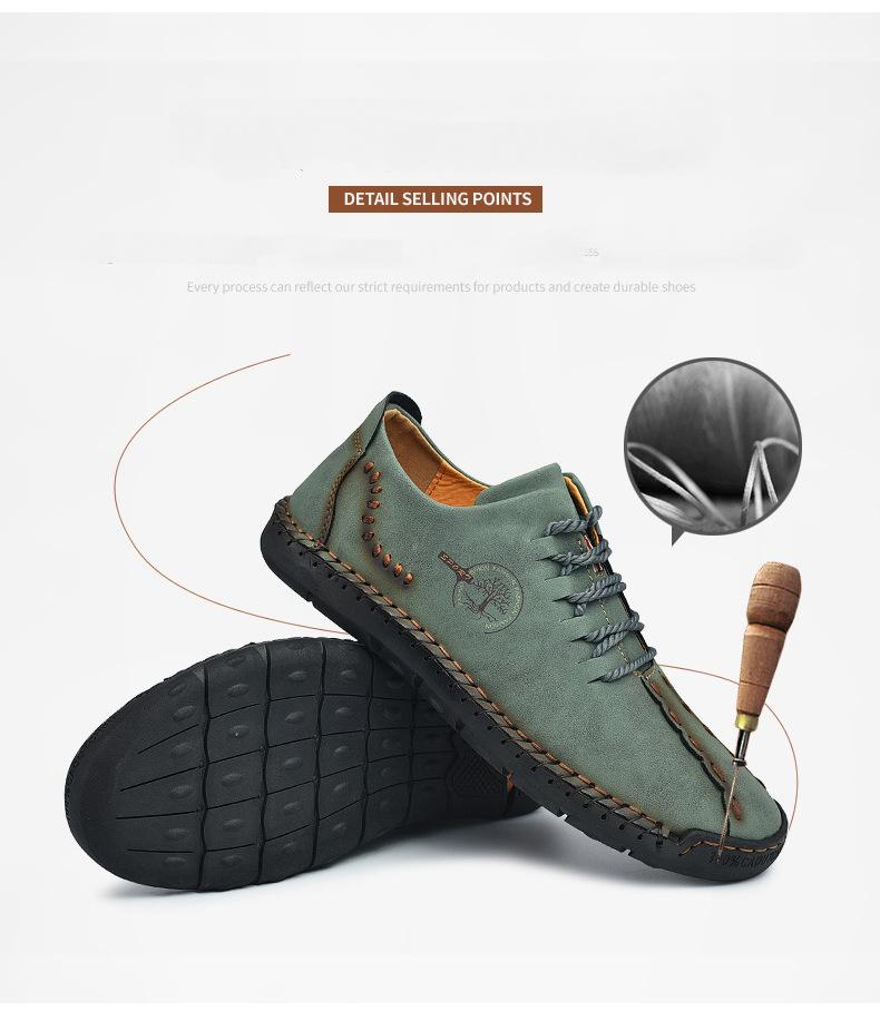 Hand-stitched lace-up leather shoes