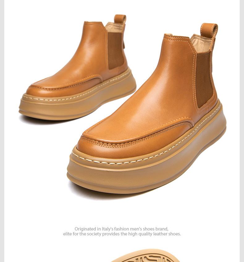 ✅High -quality Dedication✅New Men's Genuine Top Layer Cowhide Thick Sole Chelsea Boots