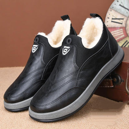 ✅High -quality Dedication✅Men's Winter Waterproof Genuine Leather Wool Warm Slip-on Shoes