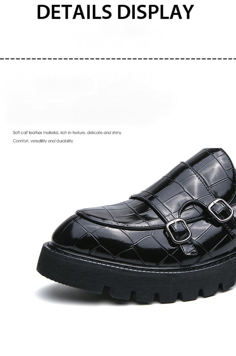 New Double Pin Buckle Patent Leather Loafers