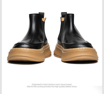 ✅High -quality Dedication✅New Men's Genuine Top Layer Cowhide Thick Sole Chelsea Boots