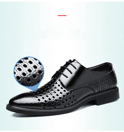 Black Hollowed Out Business Leather Shoes