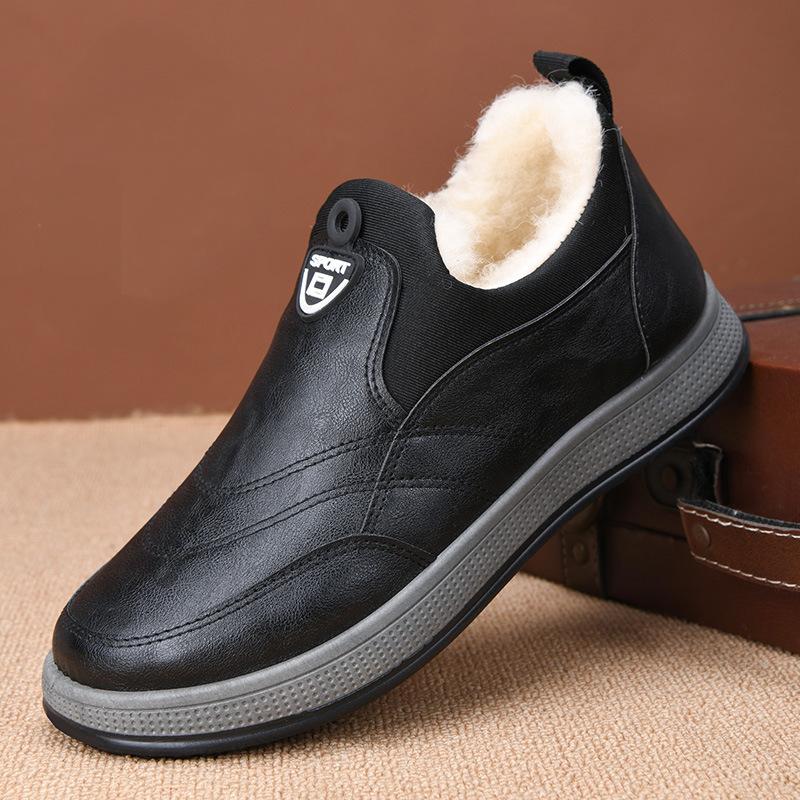 ✅High -quality Dedication✅Men's Winter Waterproof Genuine Leather Wool Warm Slip-on Shoes