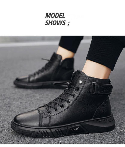 New Men's Warm High-top Casual Leather Boots