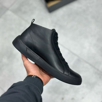 Genuine Leather Handmade Men's High Top Casual Shoes