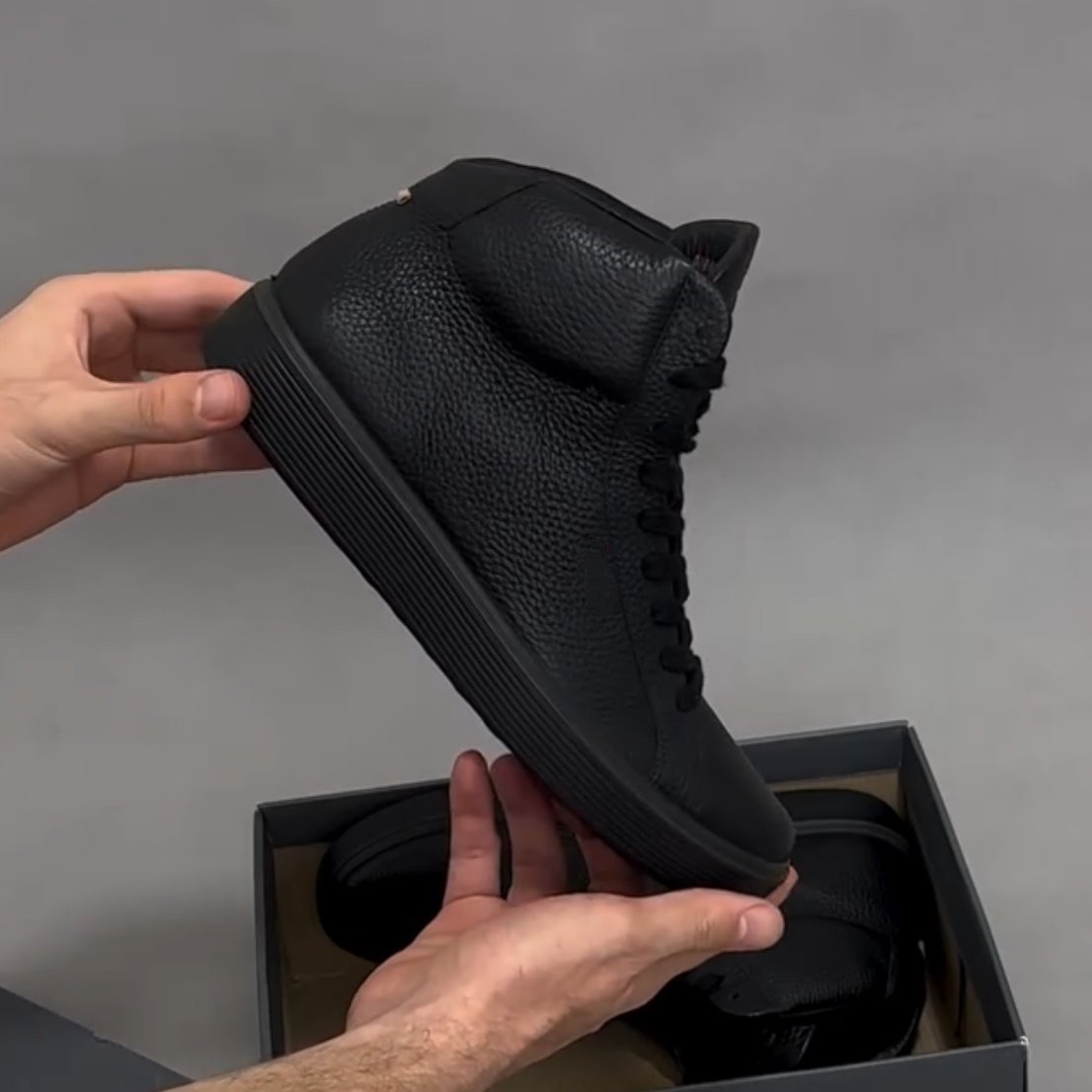 New Soft Genuine Leather Handmade Men's High Top Casual Shoes