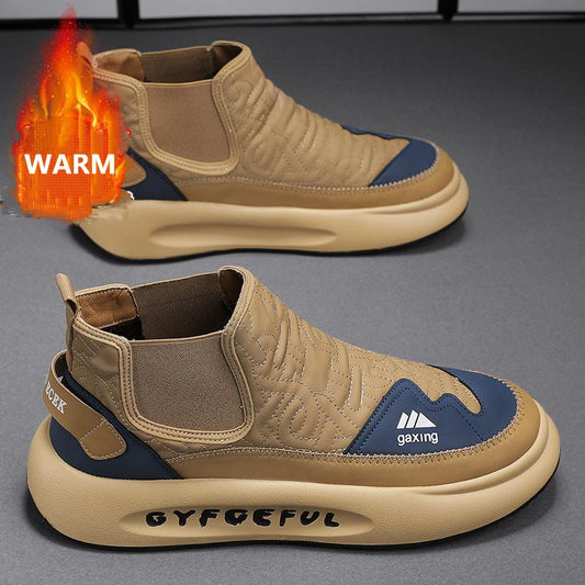 Men's Winter Thickened Wool Warm High-top Slip-on Cotton Shoes